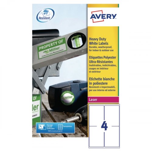 Tarra-arkki Avery l4774 99,1 x 139mm 4-osainen valkoinen 80kpl