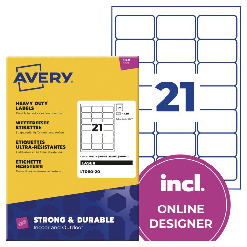 Tarra-arkki Bx420 avery l7060 h/duty lab 63,5x38,1