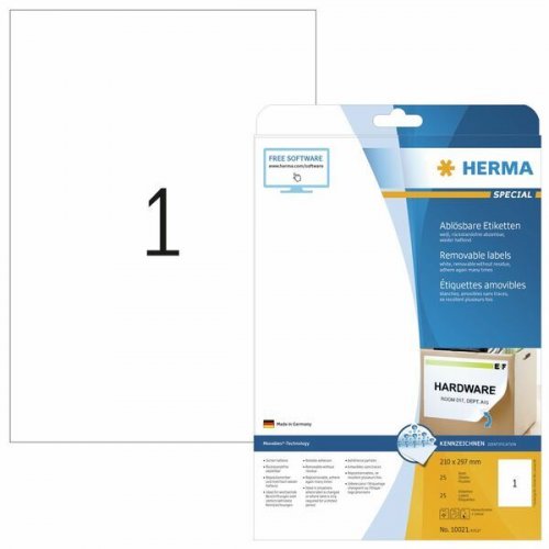 Tarra-arkki siirrettävä 10021 Herma 210x297 mm 1-os., 25ark/pak