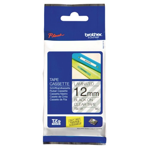 Tarranauha Brother tze-131 12mm musta/kirkas
