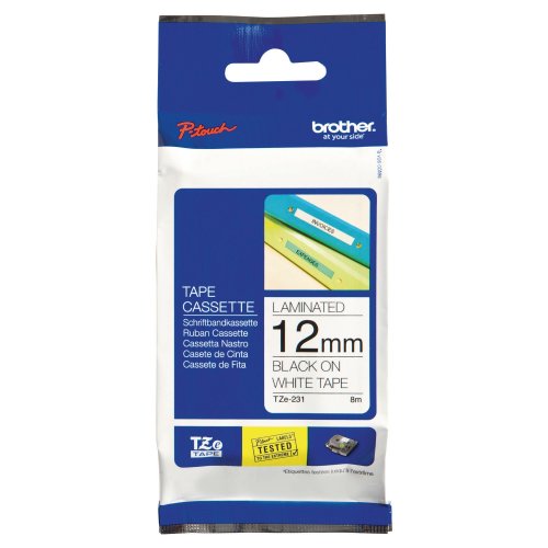 Teippi Brother tze-231 12 mm musta/valk