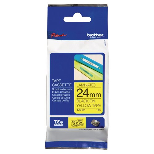 Teippi Brother tze-651 24 mm musta/kelt