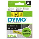 Tarranauha dymo d1 12mm x 7m musta/keltainen