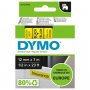 Tarranauha dymo d1 12mm x 7m musta/keltainen