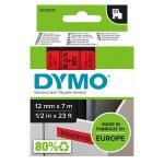 Tarranauha dymo d1 12mm x 7m musta/punainen