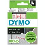 Tarranauha dymo d1 12mm x 7m punainen/valkoinen