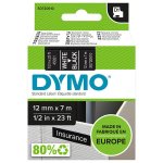 Tarranauha dymo d1 12mm x 7m valkoinen/musta