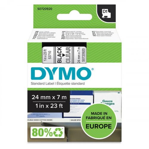 Tarranauha dymo d1 24mmx7m musta/kirkas