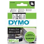 Tarranauha dymo d1 9mm x 7m musta/valkoinen