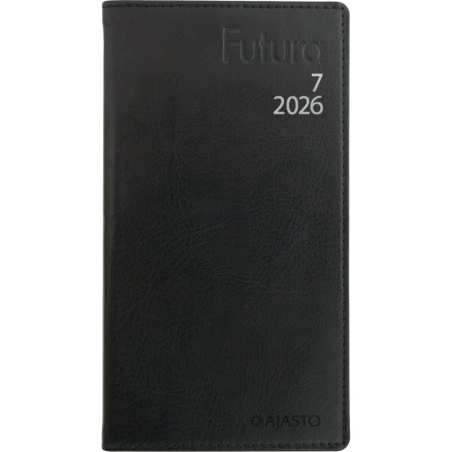 Taskukalenteri Ajasto Futura 7 2026 musta 85 x 162 mm