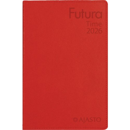 Taskukalenteri Ajasto Futura Time 2026 punainen 82 x 128mm