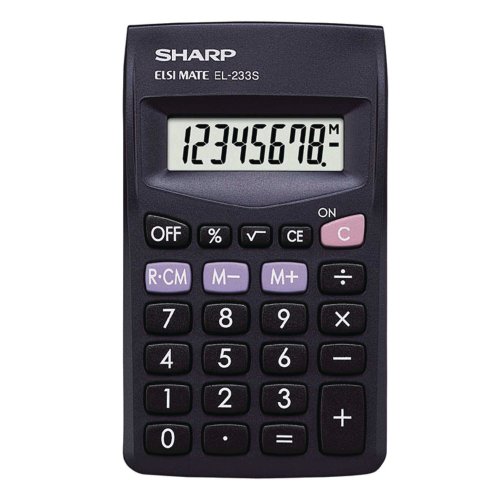 Taskulaskin Sharp el233sbbk 8 numeron näyttö