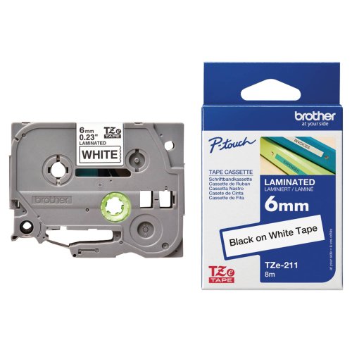 Teippi Brother tze-211 6 mm musta/valk