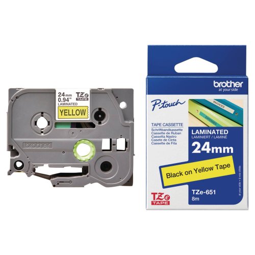 Teippi Brother tze-651 24 mm musta/kelt