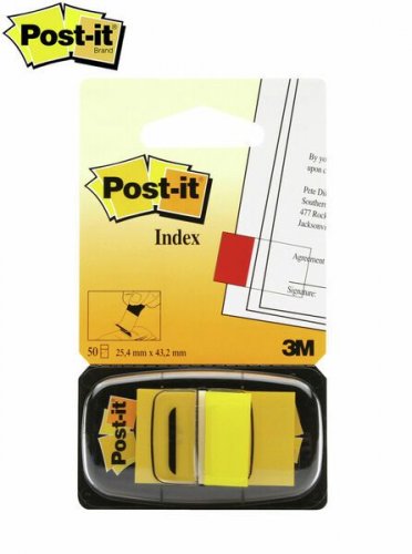 Teippimerkki Post-it Index 680-5 keltainen 25,4x43,2mm