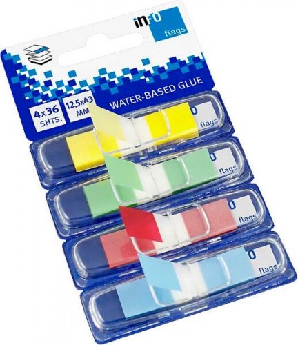 Teippimerkki Info Notes 12,5x43mm värilajitelma 4x36kpl