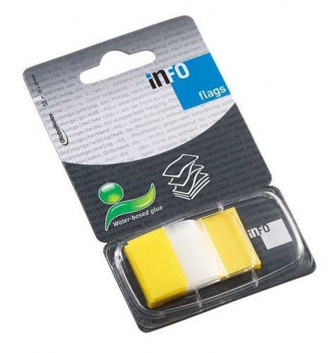 Teippimerkki Info Notes keltainen 25x43mm 50merkkiä