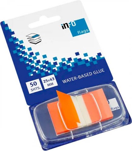 Teippimerkki Info Notes oranssi 25x43mm 50merkkiä