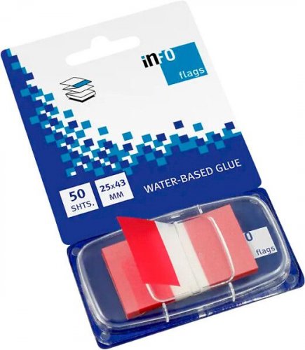 Teippimerkki Info Notes punainen 25x43mm 50merkkiä