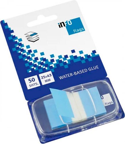 Teippimerkki Info Notes sininen 25x43mm 50merkkiä