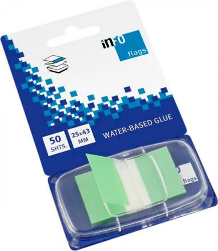 Teippimerkki Info Notes vihreä 25x43mm 50merkkiä