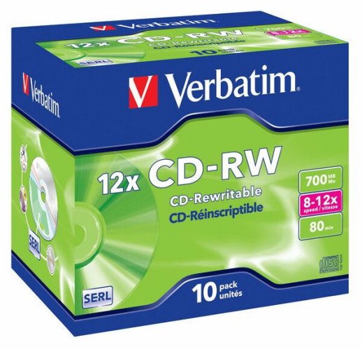 Tietolevy Verbatim CD-RW 700MB 8-12x High Speed 10kpl