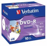 Tietolevy Verbatim DVD+R 4,7GB 16x, Printable Wide 10kpl