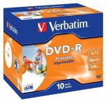 Tietolevy Verbatim DVD-R 4,7GB 16x, Printable Wide 10kpl