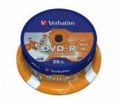 Tietolevy Verbatim DVD-R 4,7GB 16x 25 kpl spindle printable
