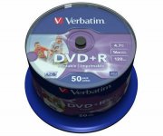 Tietolevy Verbatim DVD+R 4,7GB 16x 50 kpl/pak Wide Printable