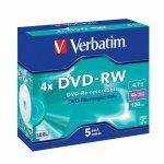 Tietolevy Verbatim DVD-RW 4,7GB 4x, 5 kpl/pak