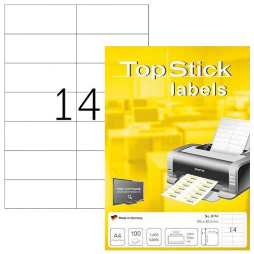 Tulostustarra Top Stick A4 105x42mm laadukas tarra