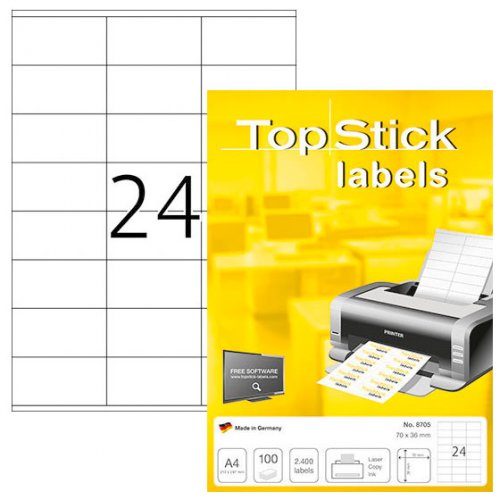 Tarra-arkki Top Stick 8705 A4/24-osainen 70x36mm 100ark
