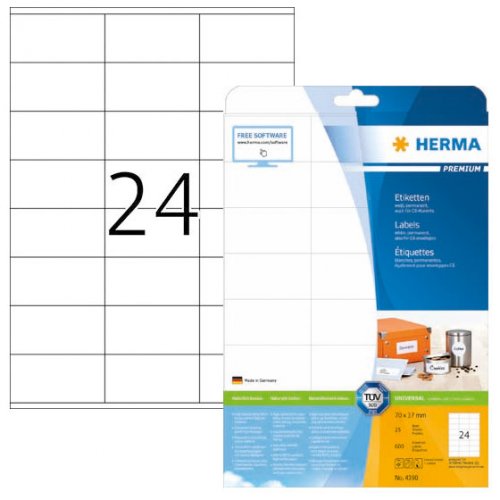 Tarra-arkki Herma Premium 4390 A4/24-os 70x37mm 25ark