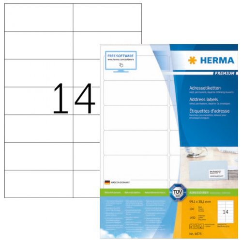 Herma Premium 4678 A4/14-os 99,1x38,1 mm, 100 arkkia