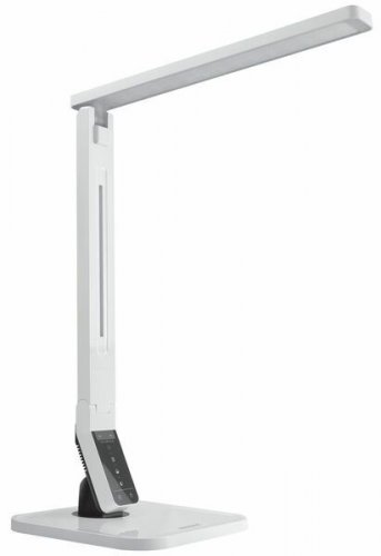 214101 Työpistevalaisin Touch Led on valkoinen tyylikäs ja ergonomisesti säädettävä kosketusnäytöllä säädettävä tukeva pöytävalaisin. Pöytävalaisimen LED-valo rasittaa silmiä vähemmän kuin normaali valaisin.