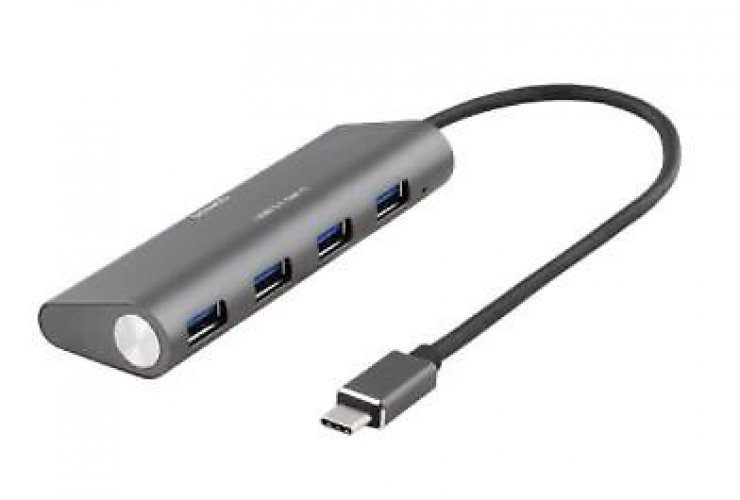 Usb-c hub Deltaco 4-port 4xUSB-A ,alumiinia,musta