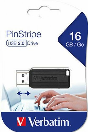 Usb-muistitikku Verbatim 2.0 16GB PinStripe musta