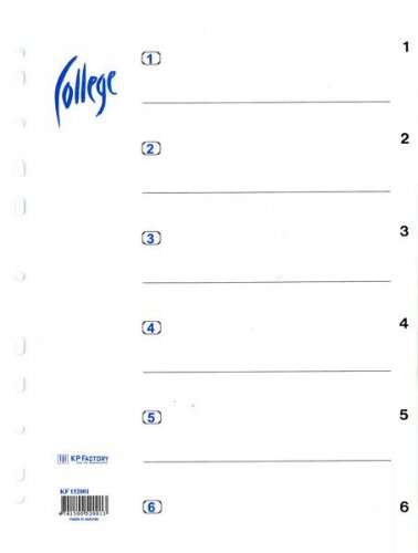 Välilehti A4 1-6 kartonki
