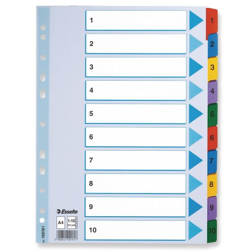 Välilehdet Esselte 100161muoviset 1-10