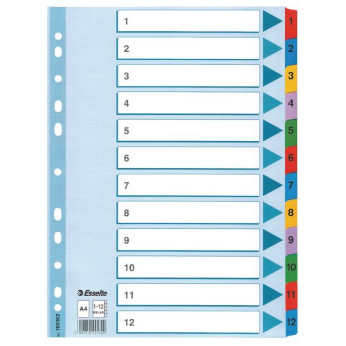 Välilehdet Esselte mylar a4 1-12