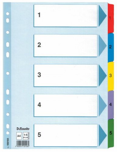 Välilehti Mylar A4 1-5 moniväri muovikieleke