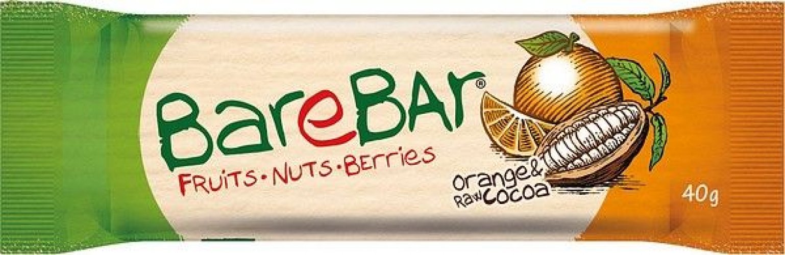 Välipalapatukka Barebar Appelsiini-Kaakao 40 g