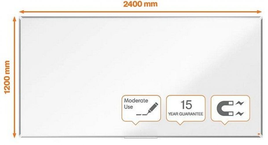 Valkotaulu Nobo Premium Plus 240x120cm teräs EU-ympäristömerkki