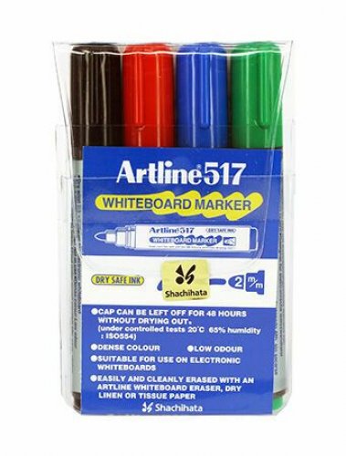 Valkotaulutussi Artline EK-517/W4 4väriä Drysafe pyöreä 3mm