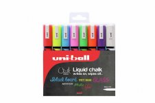 Valkotaulutussi uni ChalkGlass Marker 8 väriä pyöreä kärki blister