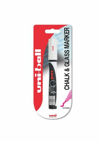 Valkotaulutussi uni ChalkGlass Marker valkoinen pyöreä kärki blister