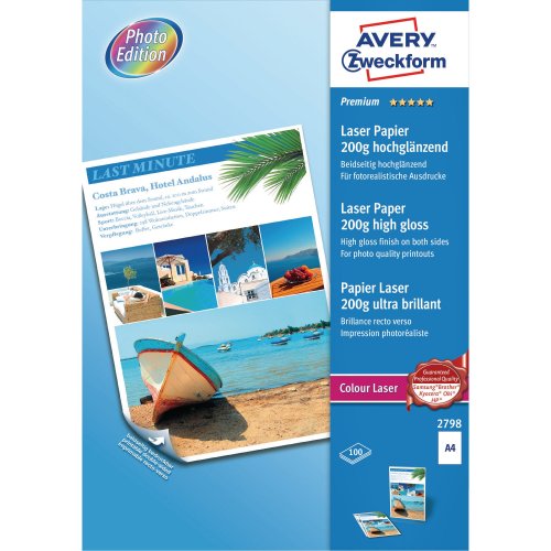 Valokuvapaperi A4 Avery premium laser 200g glossy 100kpl