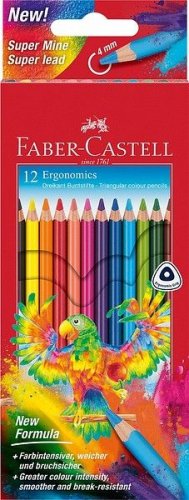 Värikynä Faber-Castell Kids pitkä 3-kulm. 12 väriä/ras