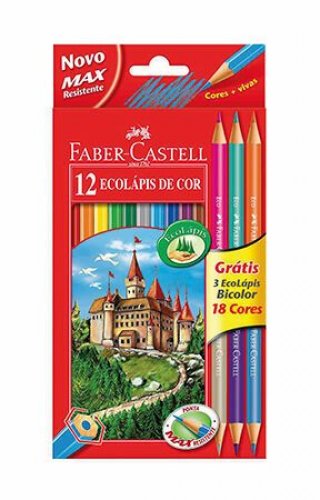 Värikynäsarja Faber-Castell Ecopen 12+3 kaksipäistä värik.